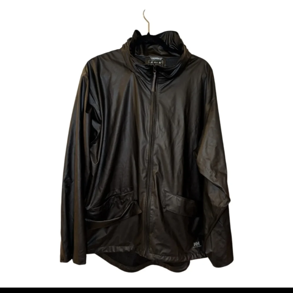 Helly Hansen Black Windbreaker Jacket Size Large Removable Hood Outdoors Luxe